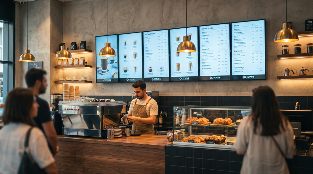 Kafe menü panosu ekranları
